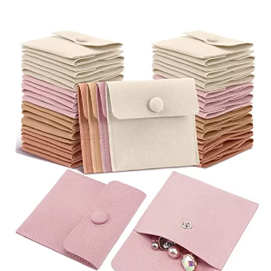 Pochette à bijoux en microfibre 8x8cm, sac d'emballage de bijoux, petits sacs cadeaux de luxe pour b