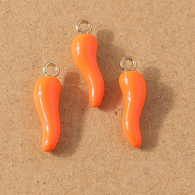 10 pièces 19*5mm belle résine poivre piment breloque pendentifs pour collier boucles d'oreilles Brac