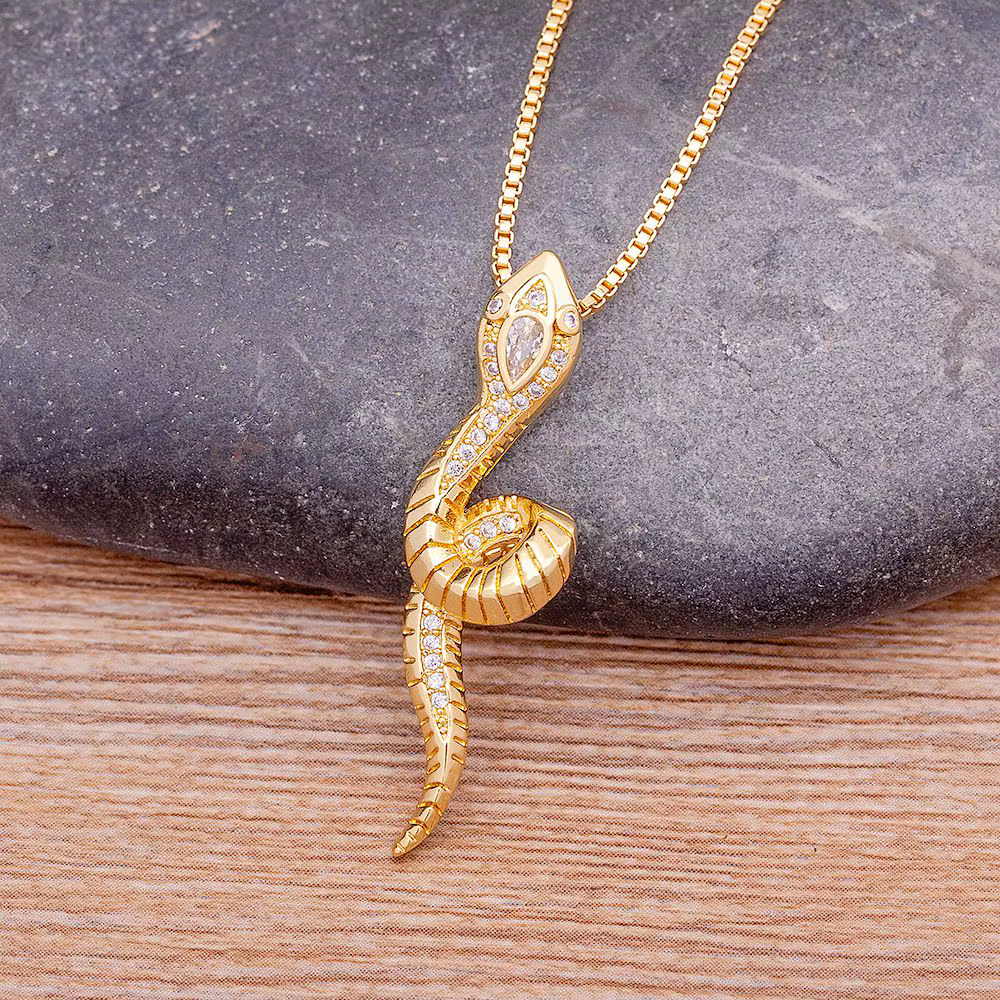 Nidin INS mode serpent pendentif collier pour femmes plaqué or Style minimaliste esthétique bijoux f