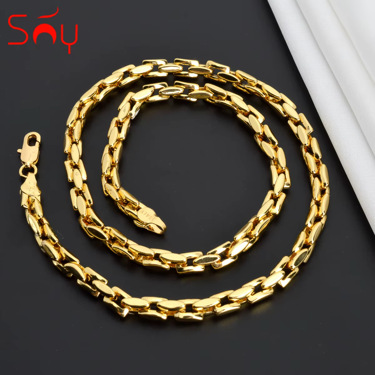 Collier chaîne à maillons Hiphop Sunny Jewelry pour femme et homme, couleur or, style choker, classi