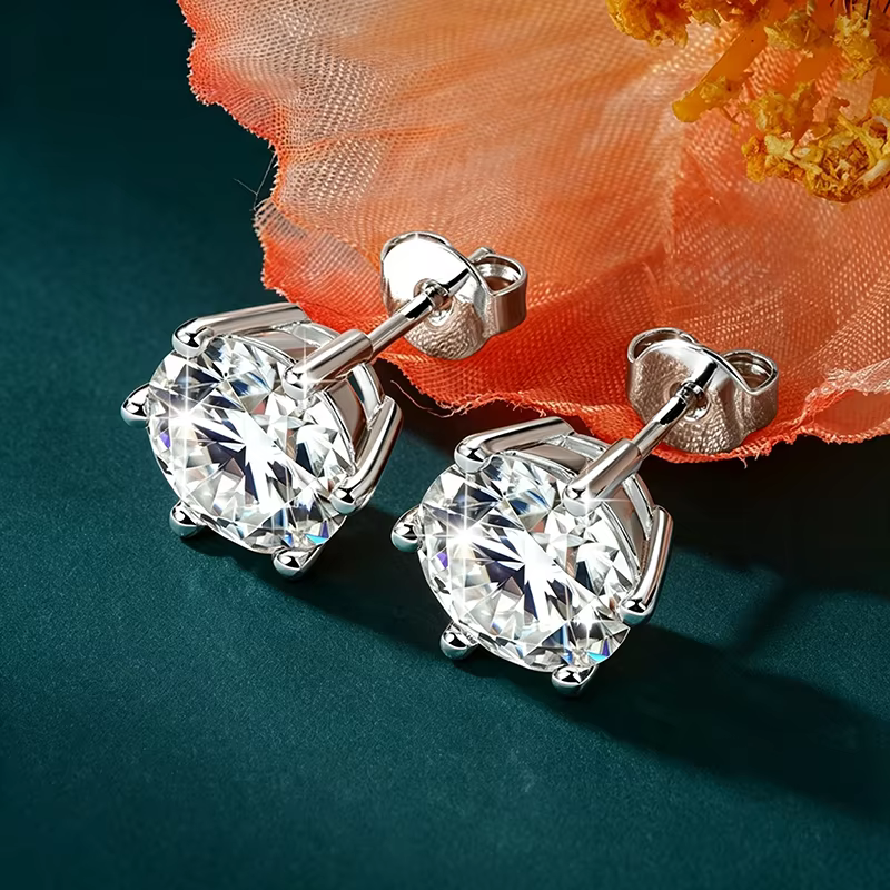OXTAO – ensemble collier, bracelet et boucles d'oreilles en diamant Moissanite rond pour femmes, cou