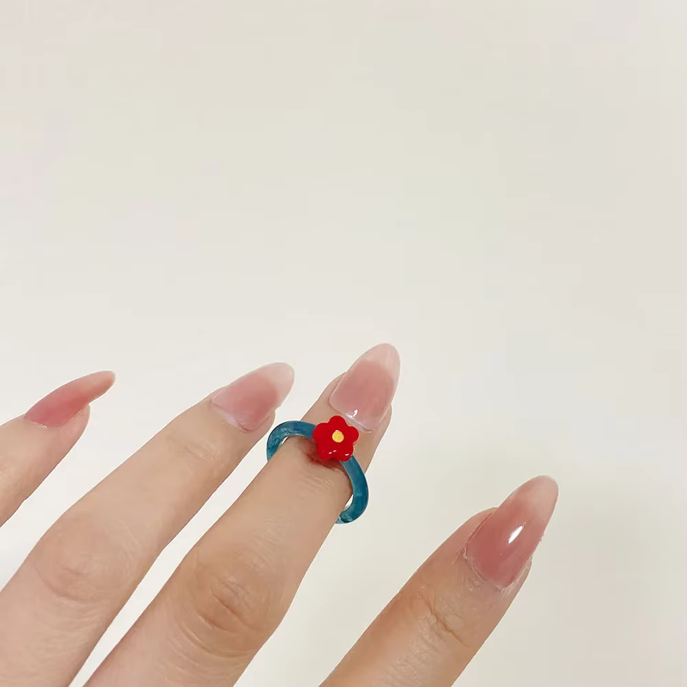 Bague en forme de cœur en émail coloré pour femmes et filles, anneau doux, tendance, géométrique, go