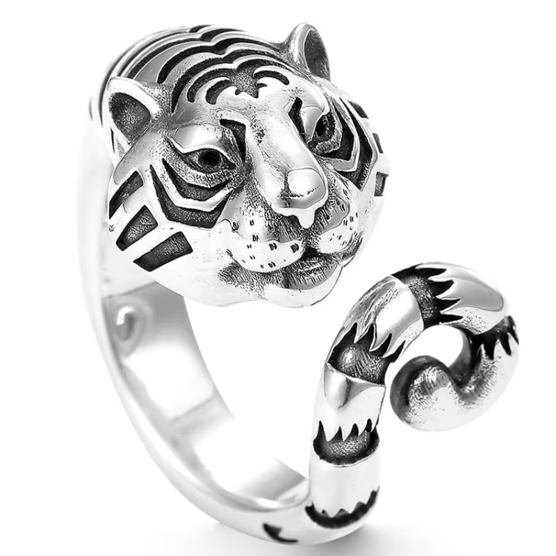 Bague tigre dominatrice pour homme, bijoux vintage, argent 925, index masculin, accessoires, taille 