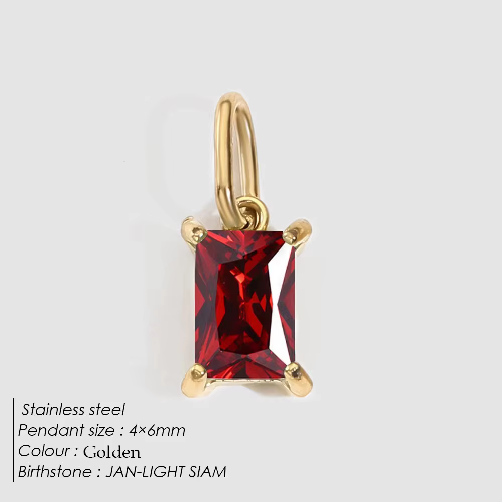 Pendentif Pierre de Naissance 12 Couleurs avec Breloque Zirconium Brillant, Collier Pendentif en Aci