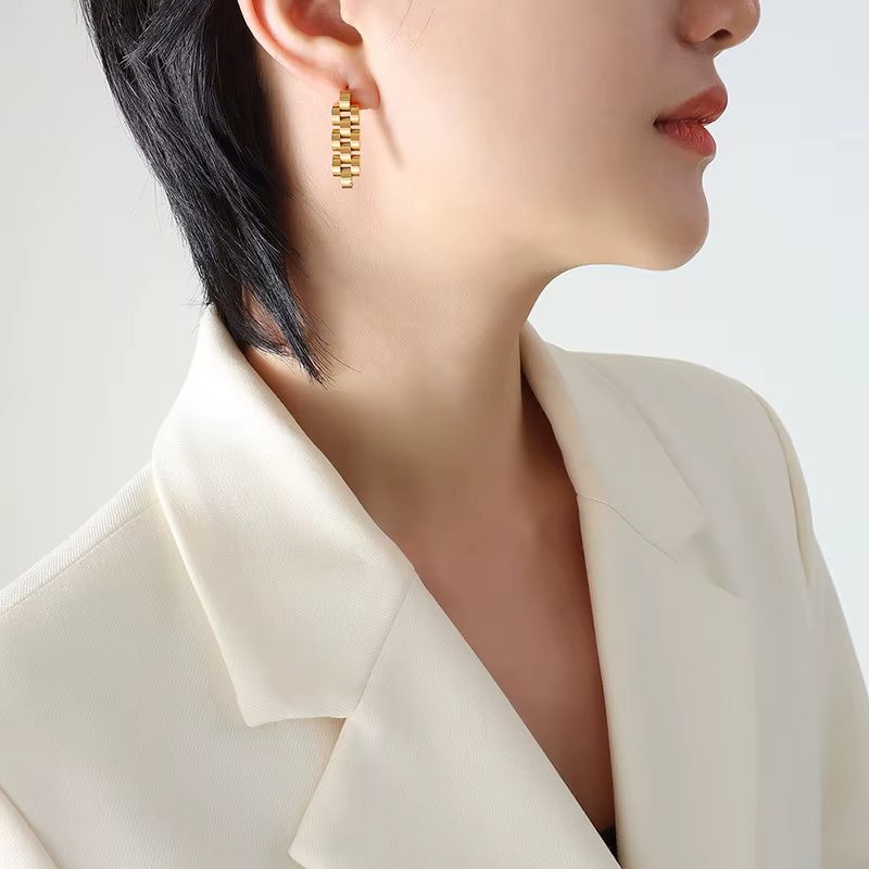 JoBoucles d'oreilles en acier inoxydable pour dames, bijoux de montre, accessoires de mode créatifs,