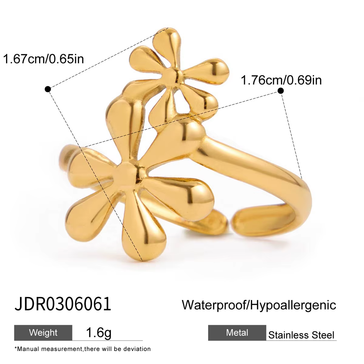 Zora – bague ouverte Vintage trèfle bicolore pour femmes, plaqué or 18 carats, en acier inoxydable, 