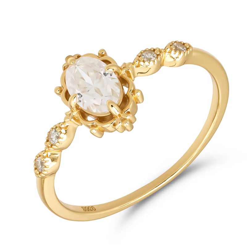 LAMOO – bague Moissanite Vintage pour femmes, Style Court, en argent Sterling 925, Zircon cubique pl