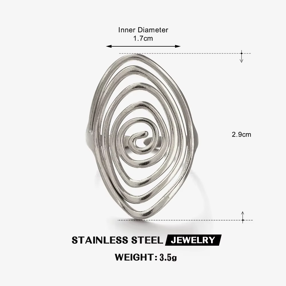 LATS – bague spirale créative en acier inoxydable pour femmes et hommes, anneaux tourbillon torsadés