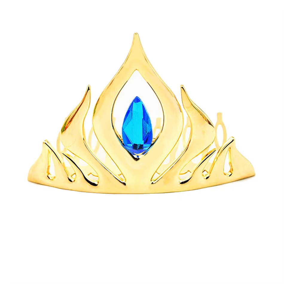 Filles reine des neiges couronne d'or bleu cristal princesse couronne de bal baguette magique peigne