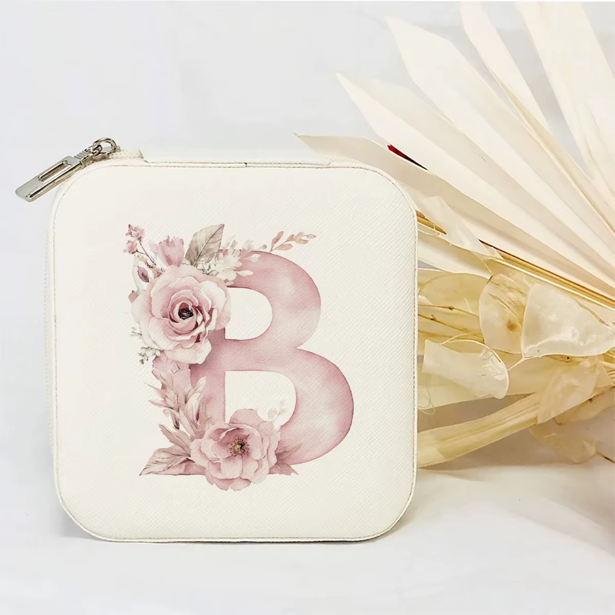 Boîte à bijoux personnalisée à motif floral, mini organisateur de voyage portable, étui de rangement