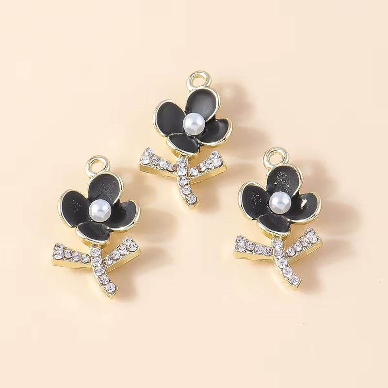 Leslie-Breloques en perles de cristal exquises, 4 pièces, 11x19mm, roses, pour bricolage, boucle d'o