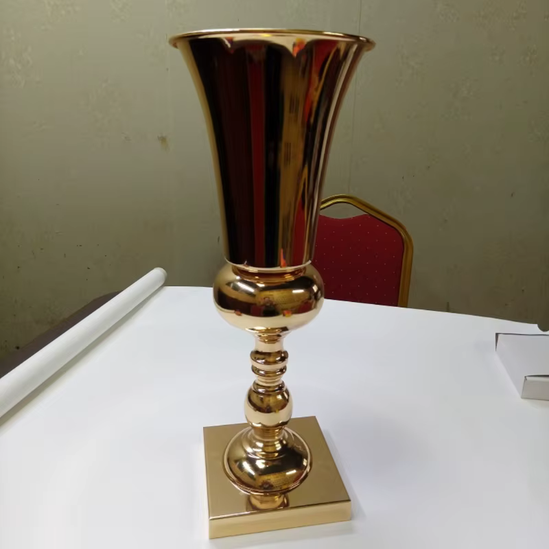 Vase de mariage doré pour décoration de table, fête d'anniversaire, Saint-Valentin, Noël, 1 pièce