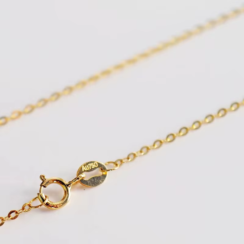 Collier clavicule à maillons toriques en or 18K Au750 pour femmes, chaîne à haute brillance, superpo