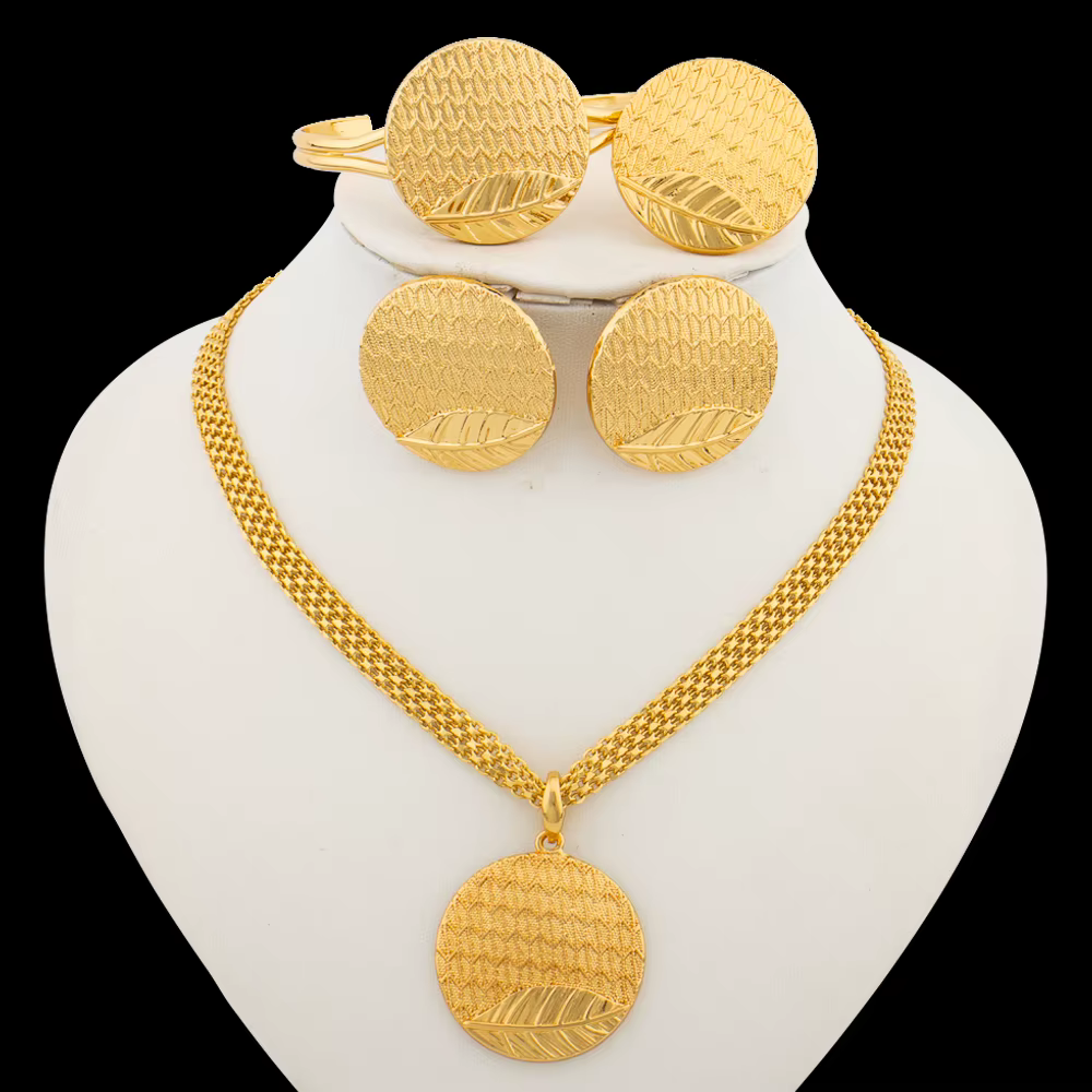 Ensemble de bijoux pour femmes tendance, couleur or, comprenant des boucles d'oreilles, une bague et