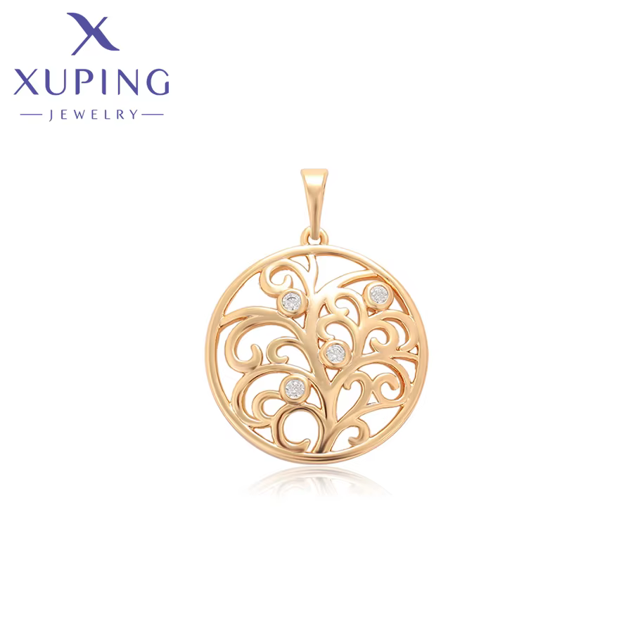 Xuping-Collier Pendentif Rond en Alliage de Cuivre pour Femme, Bijoux en Or, Cadeau Religieux, Nouve