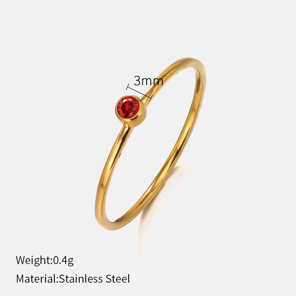 SUNIBI – bague en acier inoxydable avec pierre de naissance pour femme, couleur or, Style Simple, Fe
