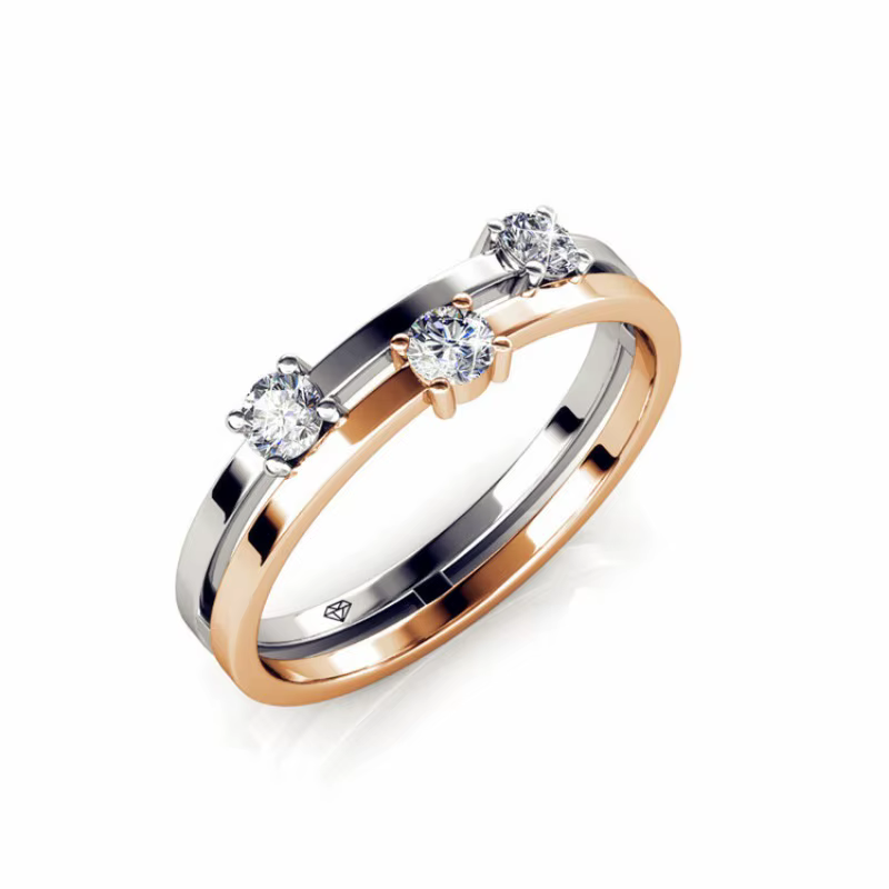 Bague bicolore ornée de cristaux Swarovski de qualité supérieure pour femme, élégante bague éternité