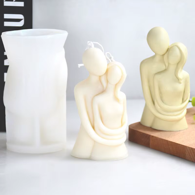 Moule à gâteau en silicone pour la cuisson, bricolage, étreinte, portrait de couple, bougie, plâtre 