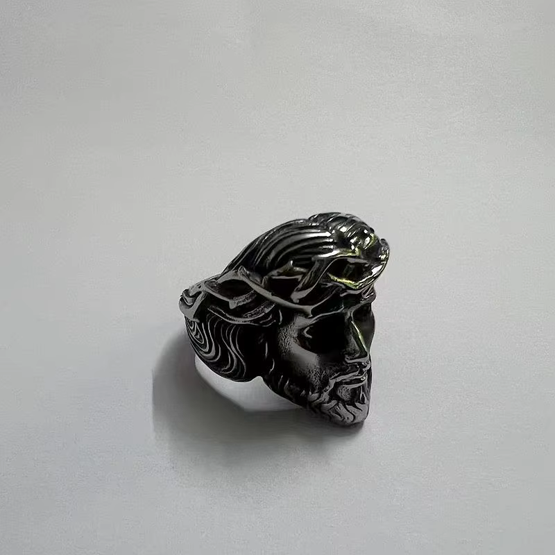 Bague croix chrétienne en acier inoxydable pour hommes, couleur or et argent, cadeau main de Dieu, b