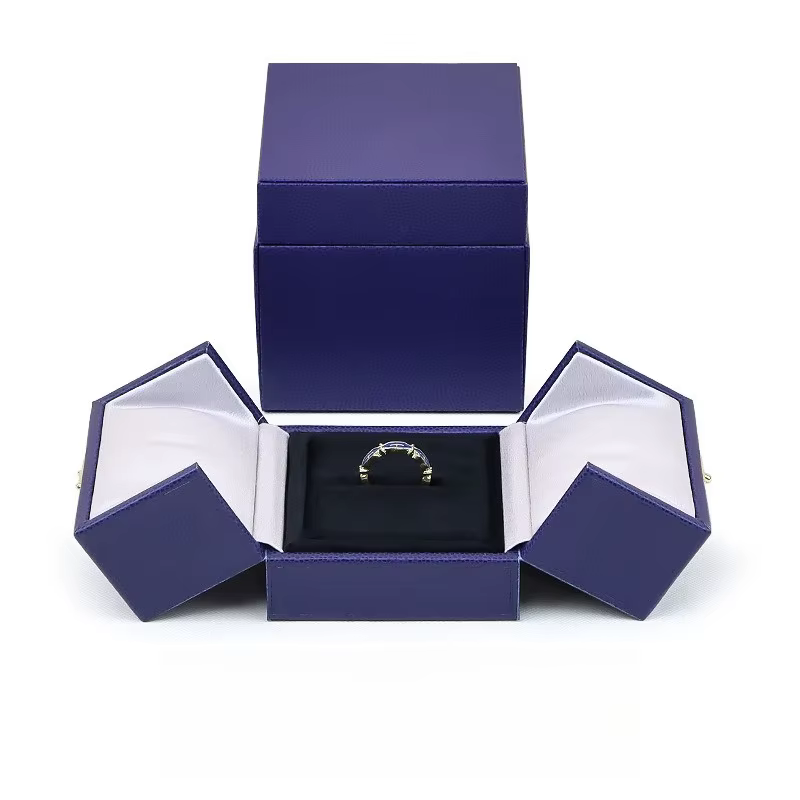 Étui à bijoux avec LOGO personnalisable, élégant, bleu, Double porte, bague, pendentif, Bracelet, pr
