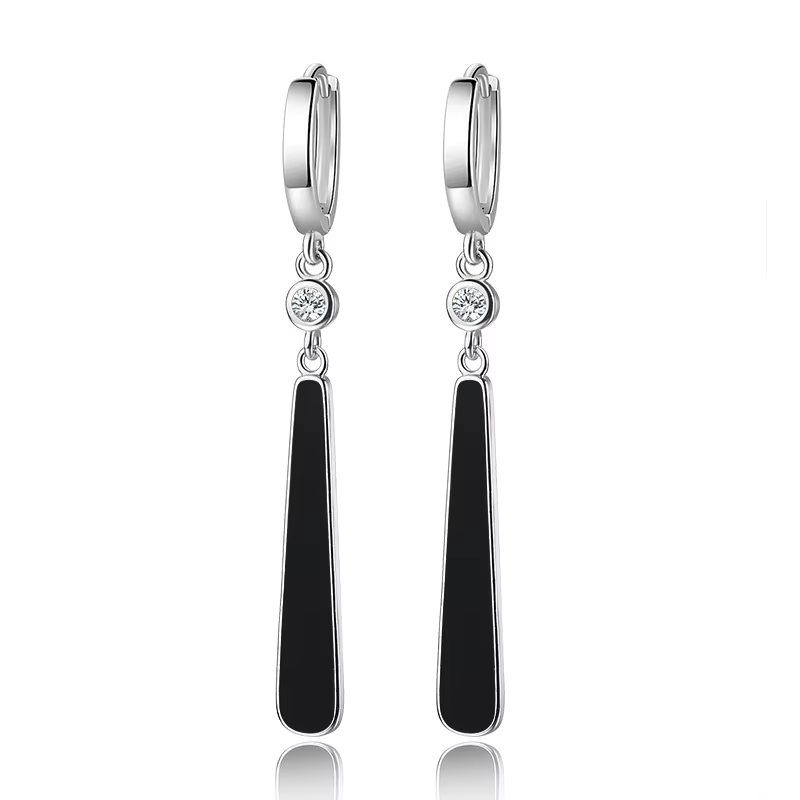 KOFSAC – boucles d'oreilles géométriques noires pour femmes, bijoux de fête en argent Sterling 925 e