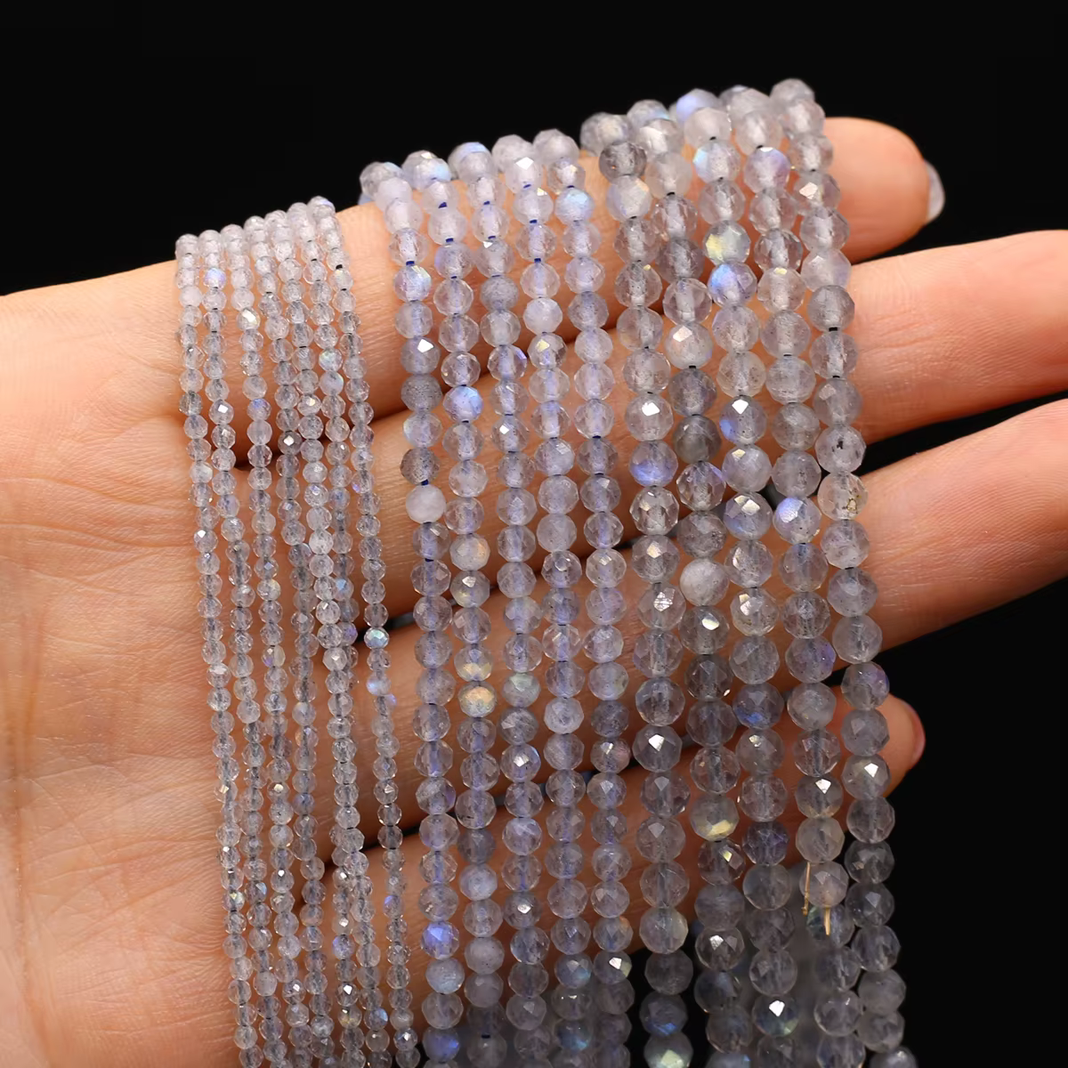 Perles en pierre naturelle Labradorite, petites perles à facettes pour la fabrication de bijoux, col
