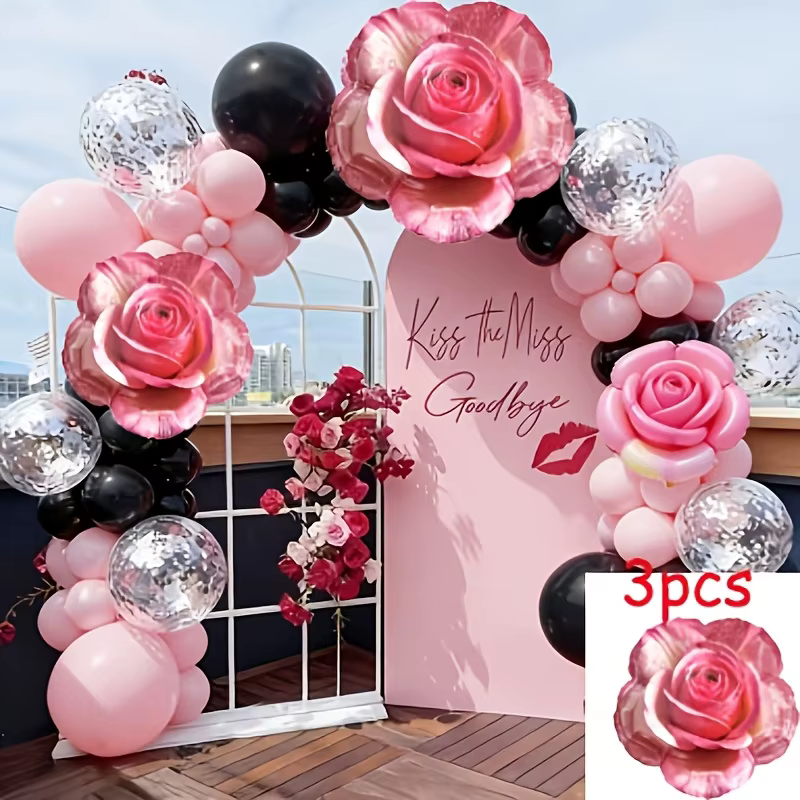 3 ballons en feuille d'aluminium rose de 18 pouces pour la décoration de fêtes romantiques : fiançai
