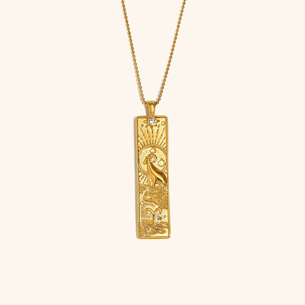 La. Muses Rotterdam-Pendentif Carré 12 Constellations en Acier Inoxydable pour Femme, Collier Étanch