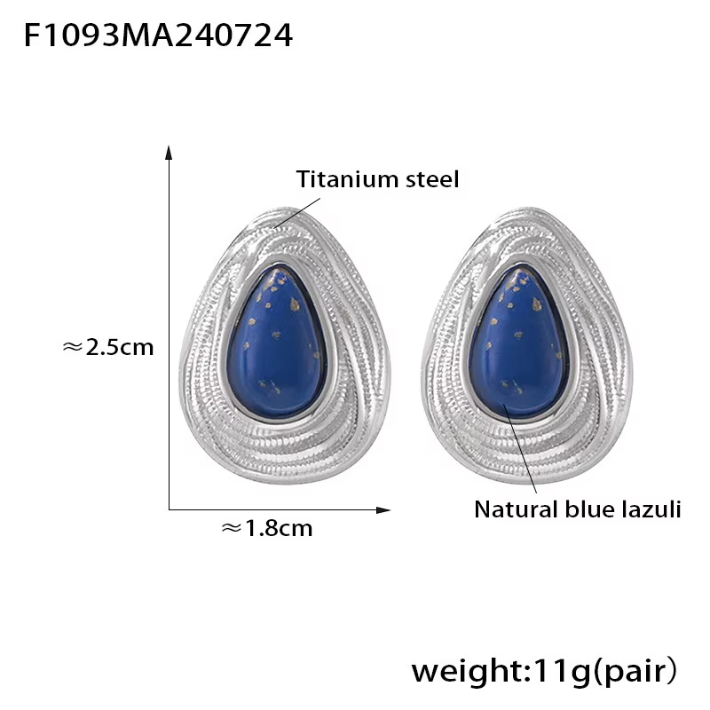 Boucles d'oreilles Palace Nature Blue Coal pour femme, acier inoxydable, goutte d'oreille plaquée or