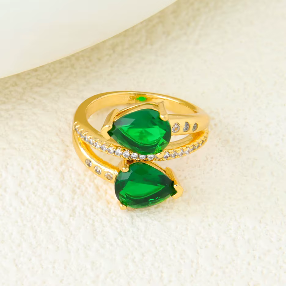 Bague couleur or dubaï plaqué or 21 carats, Zircon italien, bagues de fête tendance pour femmes arab