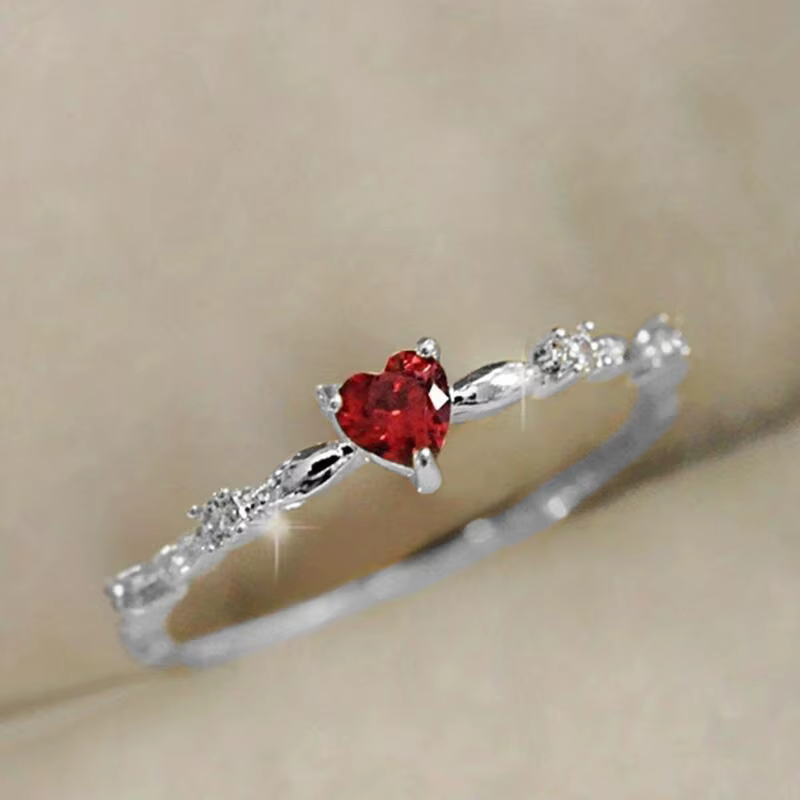Huitan – bagues de proposition de fiançailles pour femmes, amour rouge exquis, bande fine, bijoux es