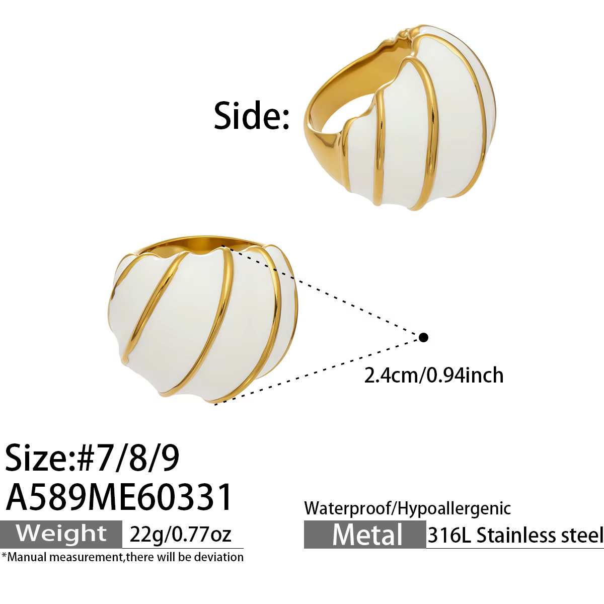 Bague en acier inoxydable 316L pour femme, motif cœur, fleur colorée en nacre, émail coulant, étanch