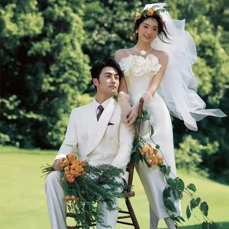 Robe de mariée légère, haut tubulaire, sensation haut de gamme, Style forêt Socialite, nœud papillon