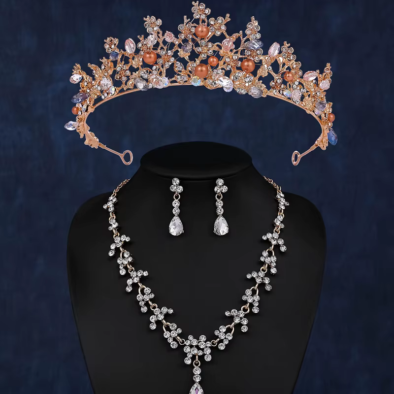 Couronne baroque de luxe en cristal et perles, diadème bohème pour mariée, accessoires pour cheveux 