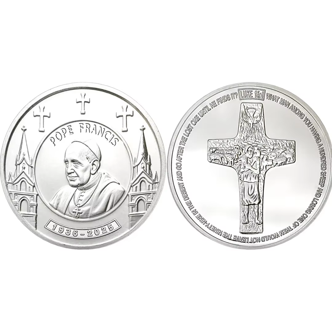 Nouveau 1936-2025 Pape Francis pièce à collectionner plaqué or Pape de Rome Souvenir pièces cadeau c