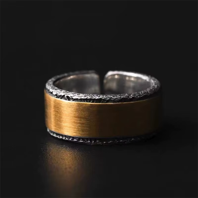 Bague de bande légère dorée vintage pour hommes, bijoux simples, mode de tempérament, réglable, tail