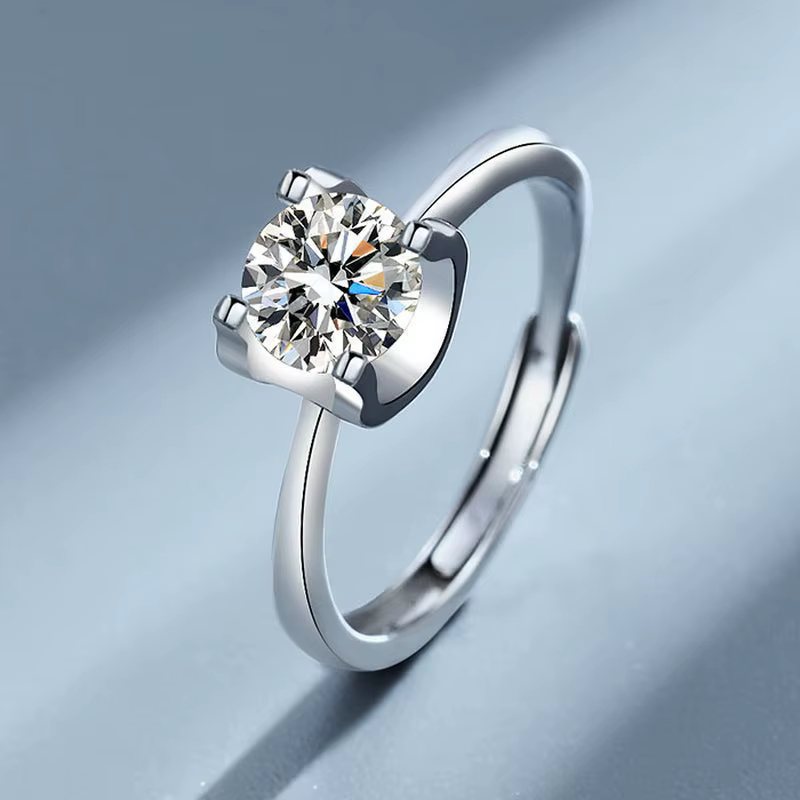 Bague en argent sterling S925 avec moissanite BR 1CT pour femme, bijoux en moissanite exquis D VVS1,