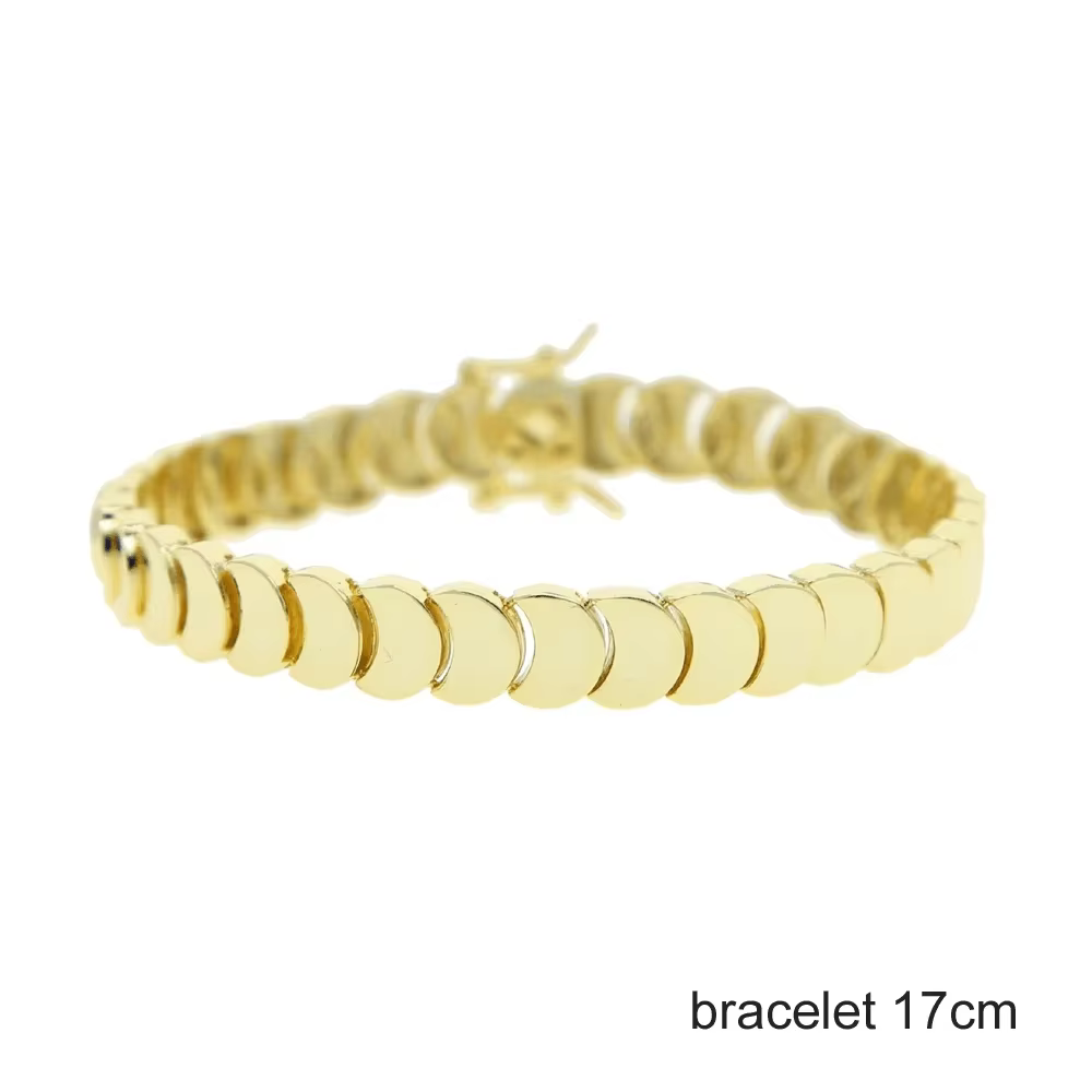 Ensemble de bijoux couleur or pour femmes, géométrique brillant uni pavé 5A CZ, chaîne en forme de l