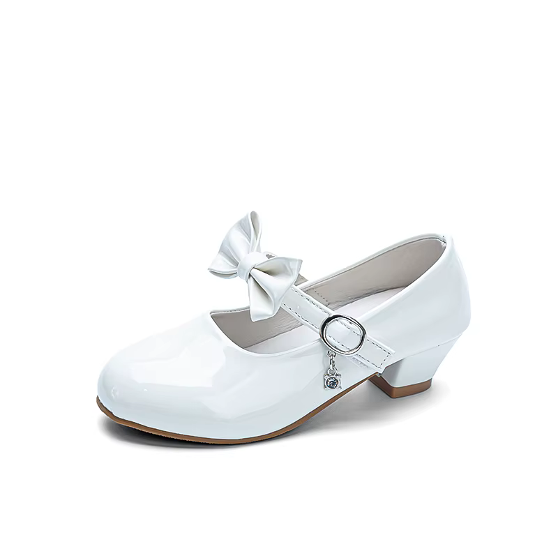 Chaussures de cérémonie pour filles, noires, rouges, blanches, à talons hauts avec nœud, style Mary 