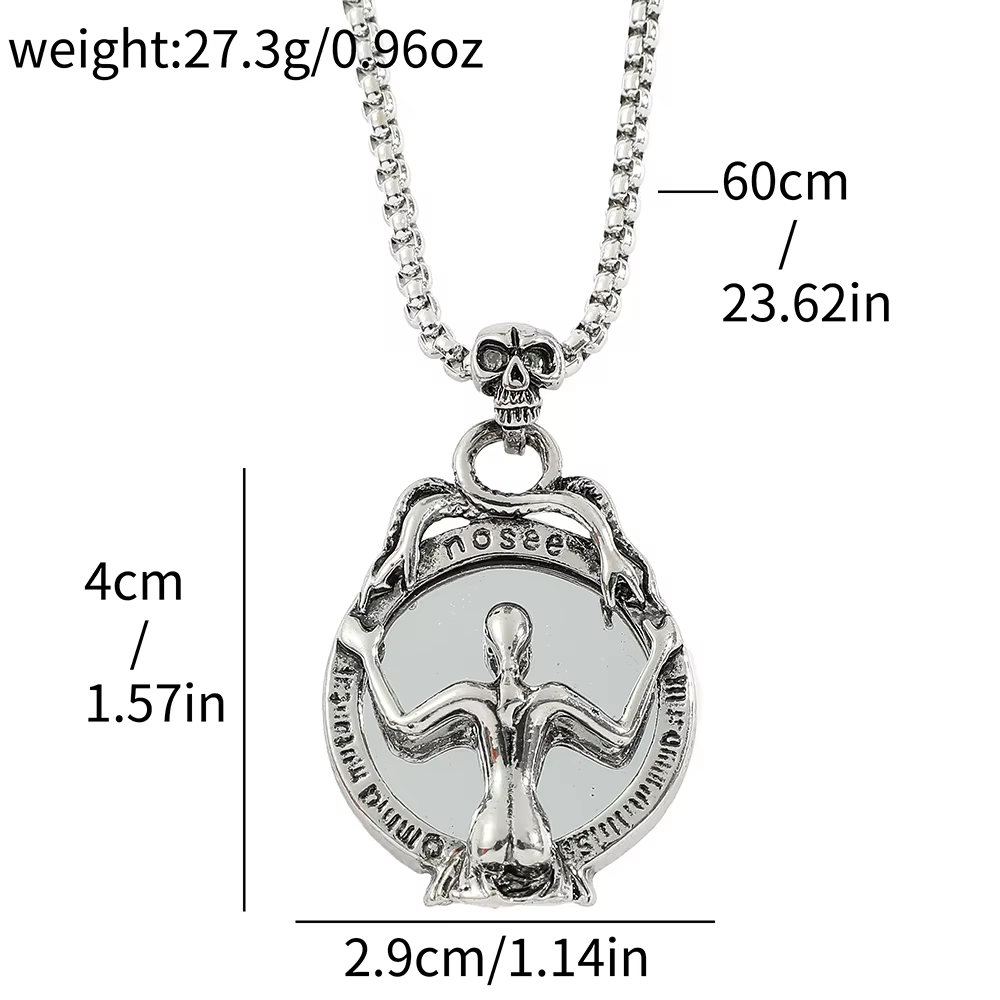 Collier pendentif miroir magique style punk vintage pour hommes et femmes, colliers gothiques unique