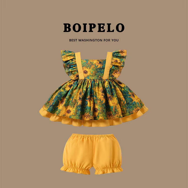 Robe à manches volantes pour filles, style princesse tournesol, robe de mariée pour enfants, vêtemen