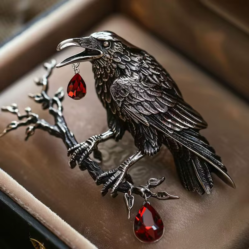 OriginOriginal broche bijoux personnalité Style foncé corbeau poitrine fleur broche vêtements access