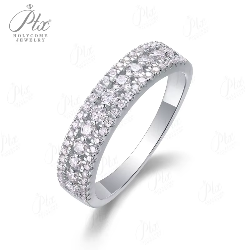 Bague en moissanite couleur D, clarté VVS1, coupe ronde, argent sterling 925, bijoux haut de gamme e