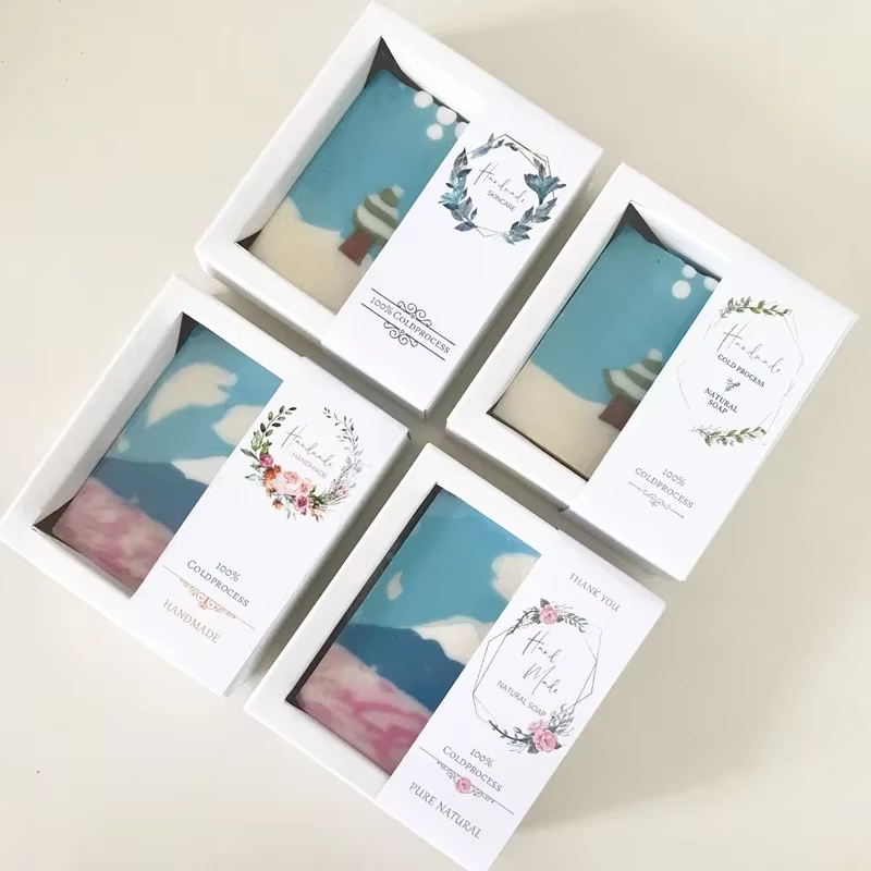Boîte d'emballage de savon blanc fait à la main, avec emballage Design, cadeaux de mariage pour invi