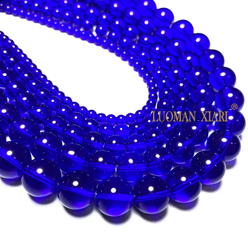 Perles d'angeite bleue en pierre naturelle, perles d'espacement rondes en vrac pour la fabrication d
