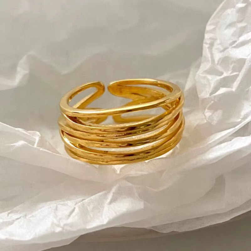 Bague en argent regardé 925 pour femme, matiques de lignes d'interware, bijoux fins, vintage, origin