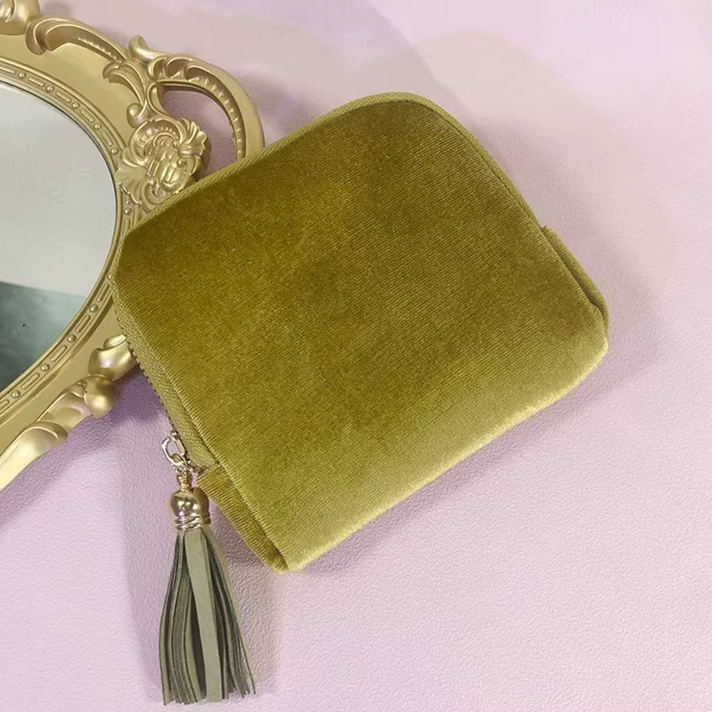 Étui à bijoux de voyage en velours, pochette de rangement de bijoux de voyage Portable avec fermetur