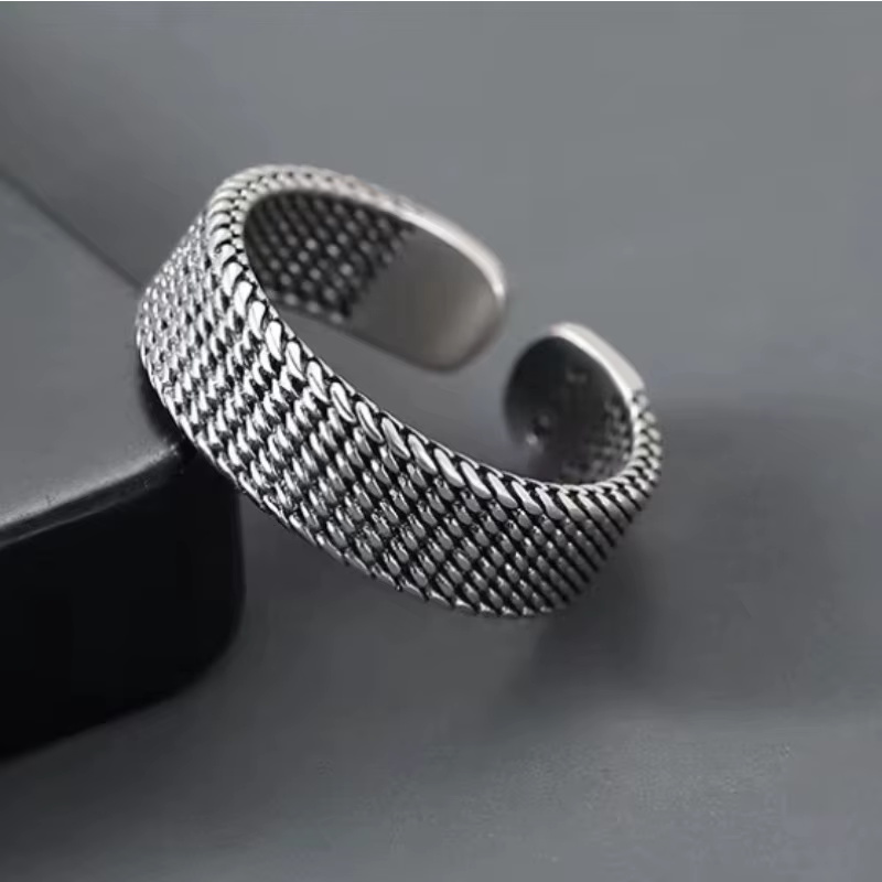 Bague Vintage pour hommes, bijoux à la mode, lignes simples, Index, tendance, argent 925, ornements 