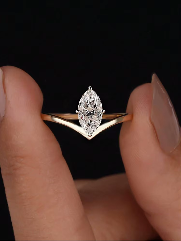 Bague en argent Sterling 925 pour femmes, série Marquise dorée, Zircon, fiançailles, mariage, Simple