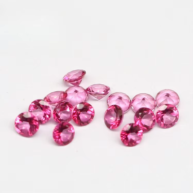 Topaze rose ronde, qualité 3A, pierre brute revêtue de haute qualité, pour bijoux incrustés